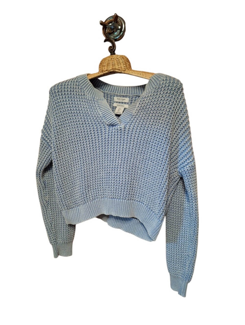 Haute Hippie Chunky Knit Sweater Cropped Acid Wash Retro Cotton Ladies Small